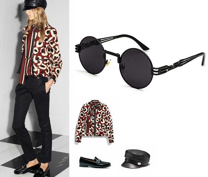 Personality Steampunk Sunglasses Round Frame Trend Ladies Sunglasses Men Travel Street Photography Glasses