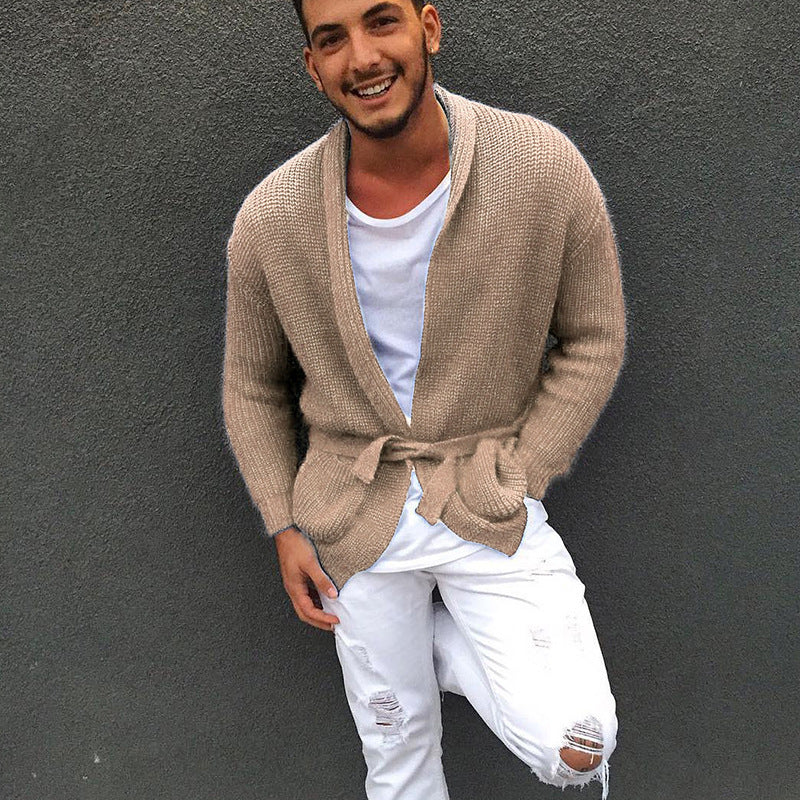 European and American knitted cardigan men