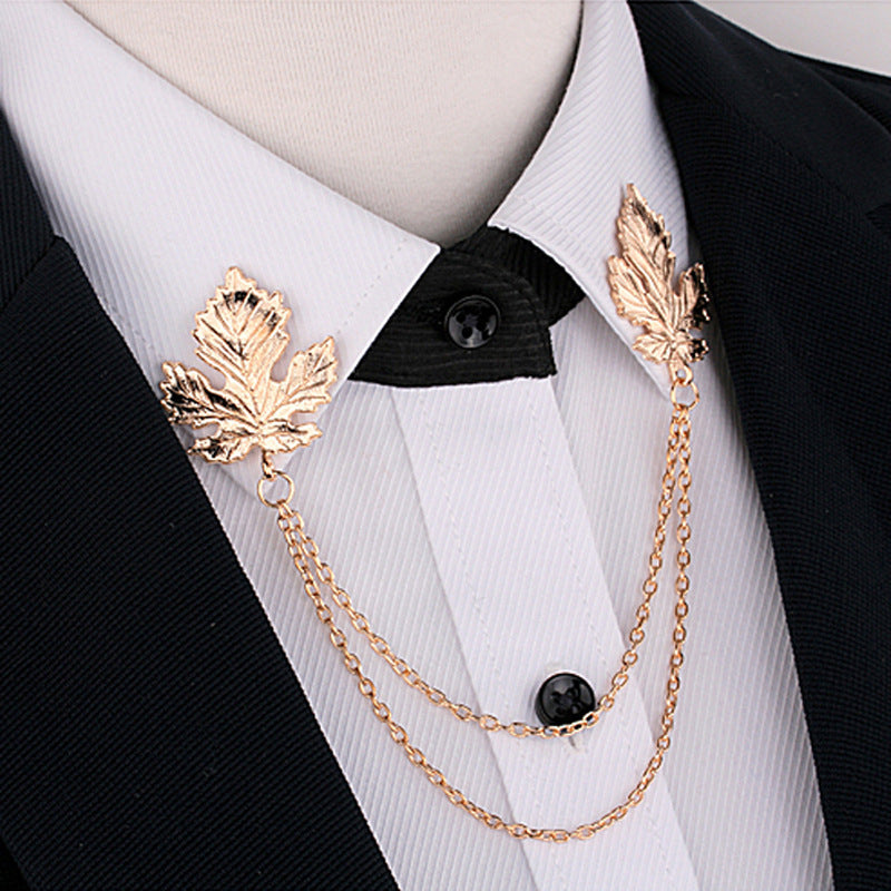 Men's Vintage Chain Fringe Maple Leaf Brooch