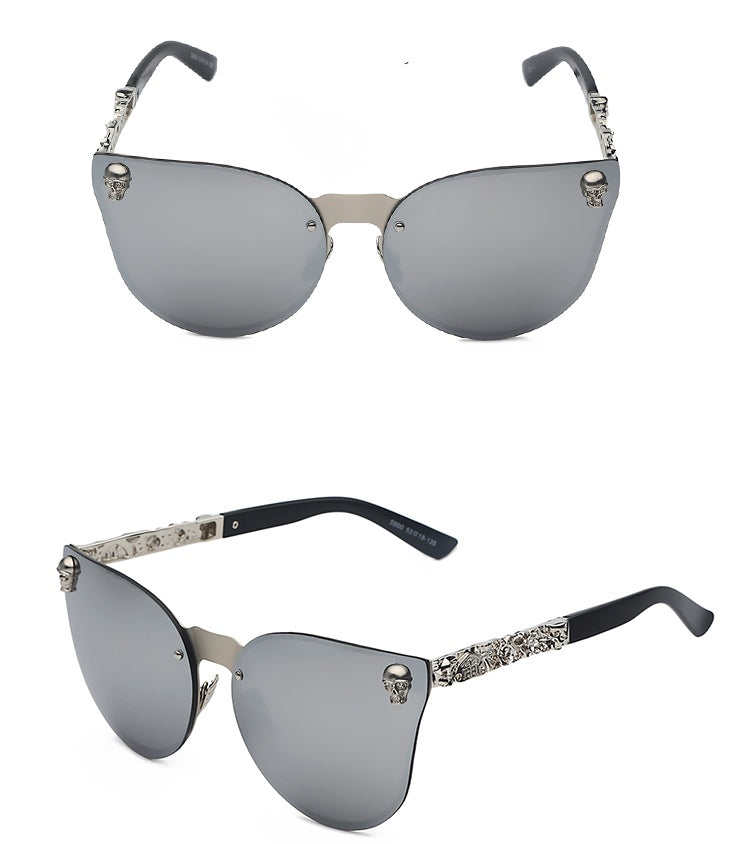 Gothic new reflective sunglasses men and women tide personality metal large box sunglasses taro glasses