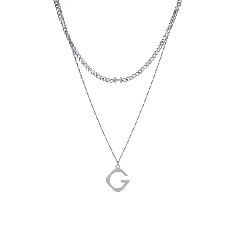 Men And Women G Letter Double Necklace Hip Hop Sweater Chain