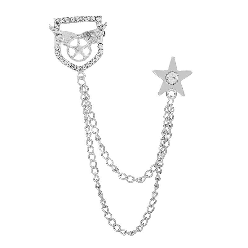 Temperament Diamond Pentagram Shield Brooch
