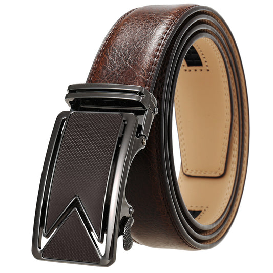 Fashion Men's Two-layer Cowhide Automatic Buckle Trouser Belt