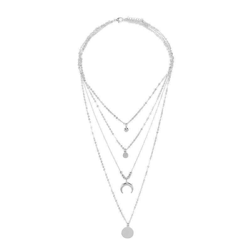Multi-layer Moon Pendant Necklaces for Women Bohemian Wafer Elegant Necklaces for Women