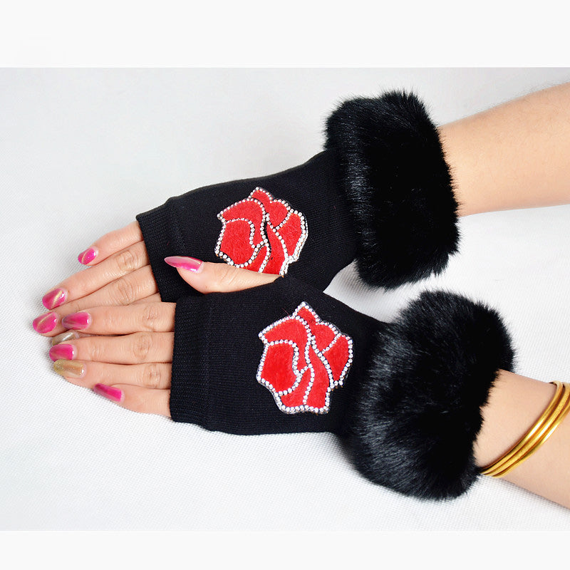 Sparkly Skull Gloves Women
