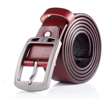 Men's retro leather belt Men's ancient silver Japanese word buckle casual pure leather pants belt