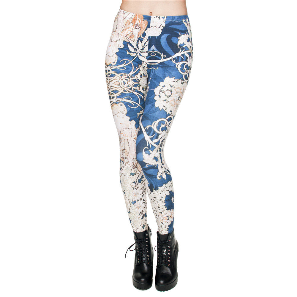 Pantalones cortos estampados leggings de cintura alta para mujer
