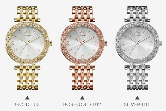 Shengke Luxury Women Watch Brands Crystal Sliver Dial Fashion Design Bracelet Watches Ladies Womenwrist Watches Relogio Feminino