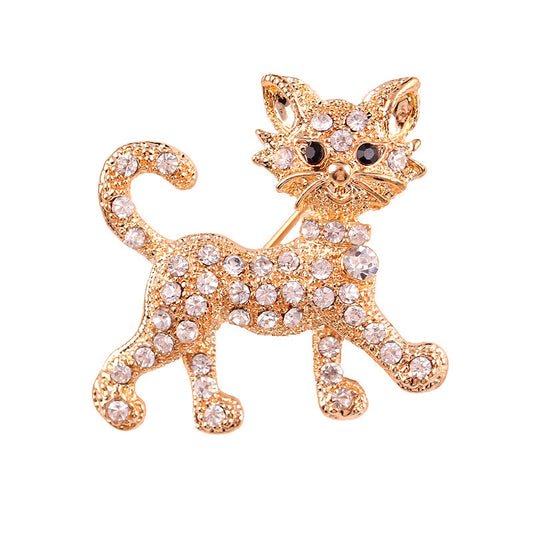Fashion Jewelry Gold Cute Cat Brooches Garment Accessories Animal Pin Birthday Gift