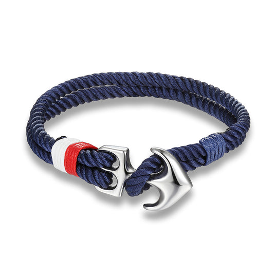 High Quality Anchor Bracelets Men Charm Nautical Survival Rope Chain Paracord Bracelet Male Wrap Metal Sport Hooks