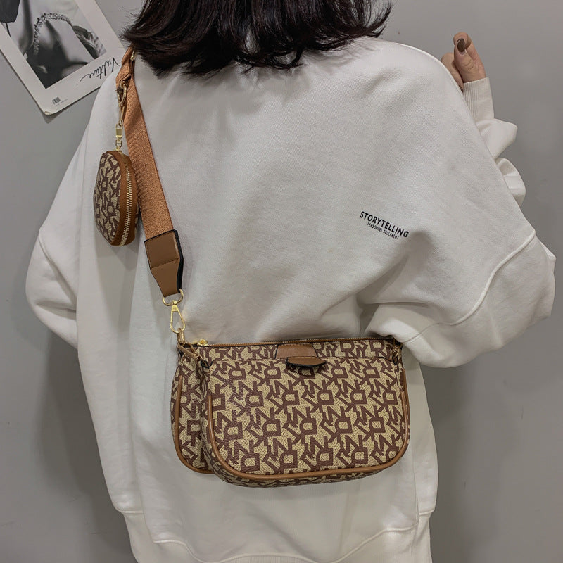 Bolso Monedero 3 en 1 Bolsos de hombro Bolso cruzado de diseñador Bolsos de mano de cuero PU Bolso Baguette de moda para mujer