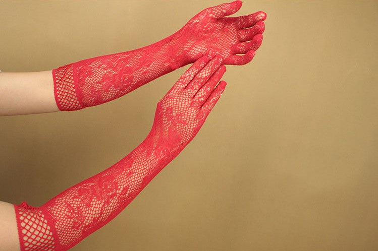 Mesh Jacquard Mittens Wedding Gloves Hotel Ceremonial Ball Gloves Ladies Women