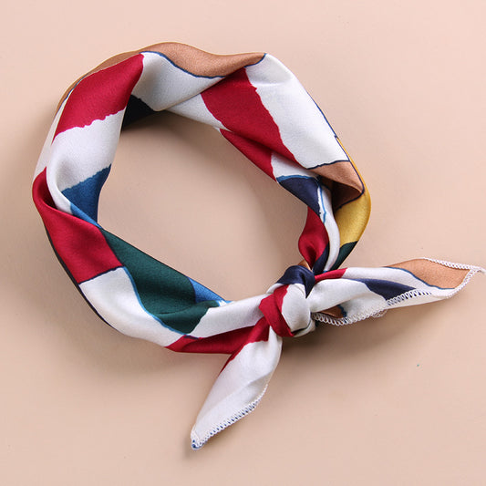 New Fashion Wholesale Simple Contrast Color Wild Small Silk Scarf Scarves