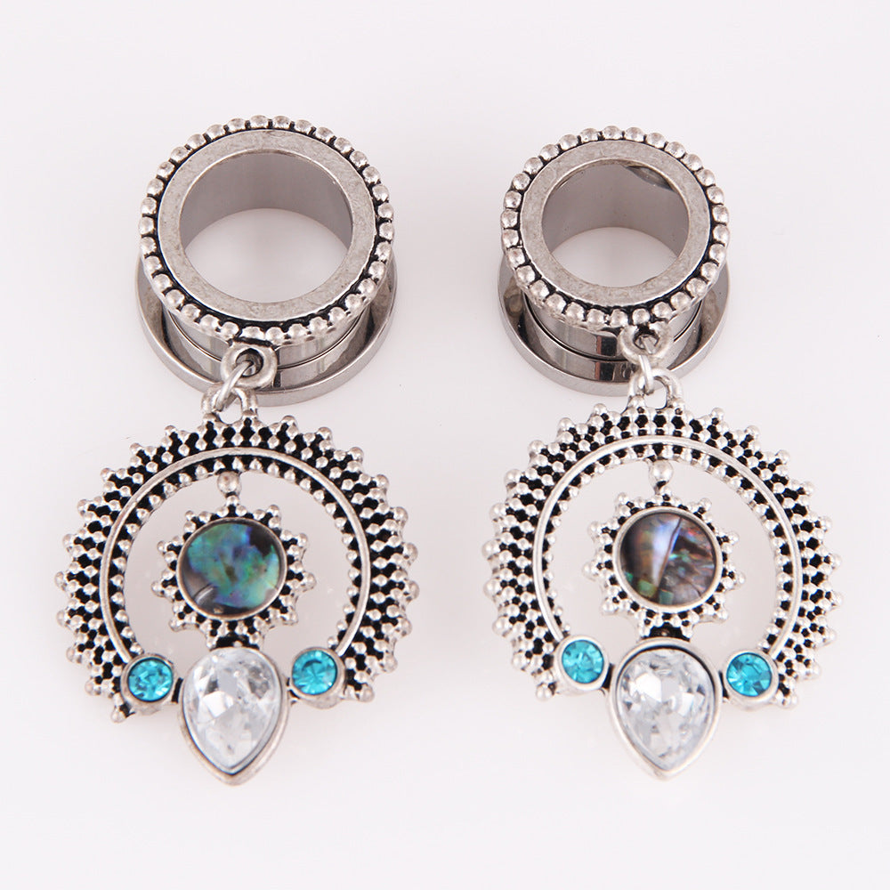 2pcs Steel Helix Dangle Ear Plugs and Tunnels Crystal Ear Expander Piercing Ear Gauges Ear Stretchers Body Piercings Jewelry