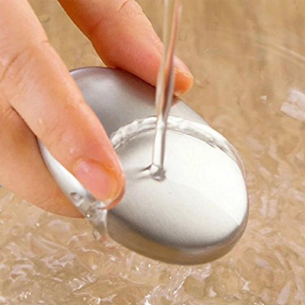 Jabón desodorizante y desodorizante ovalado de acero inoxidable para el hogar creativo de cocina