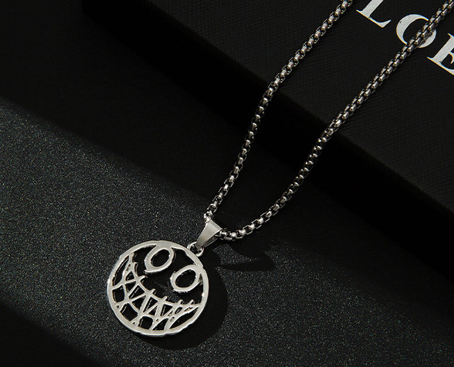 Pendant Chain Jewelry Gift Couple Men Necklace Rock Hip-Hop Smiley-Face Stainless-Steel