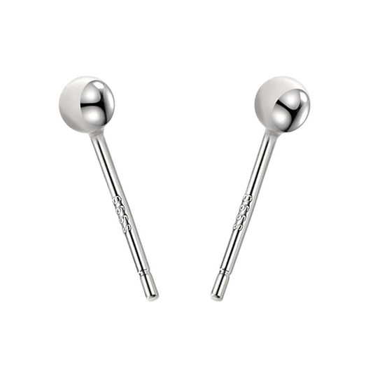 S999 Sterling Silver Earrings Men And Women Ear Stick Ear Acupuncture Simple Peas Small Round Bead Earrings