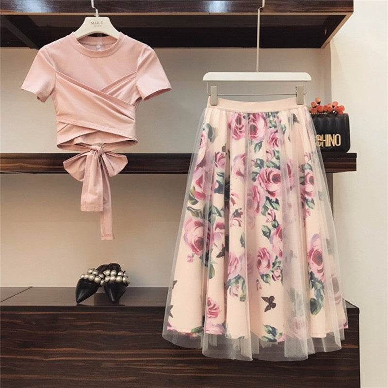 Women Irregular Tee Mesh Skirts Tops Vintage Skirt