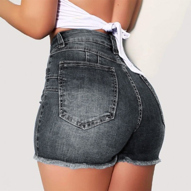 Fashion Women Summer High Waisted Denim Shorts Women Short Femme Push Up Skinny Slim Denim Shorts
