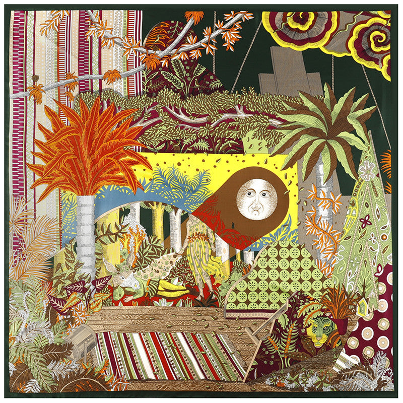 Women'S Scarves Jungle Flower Print Twill Silk Simulation Square Scarf Shawl Scarf