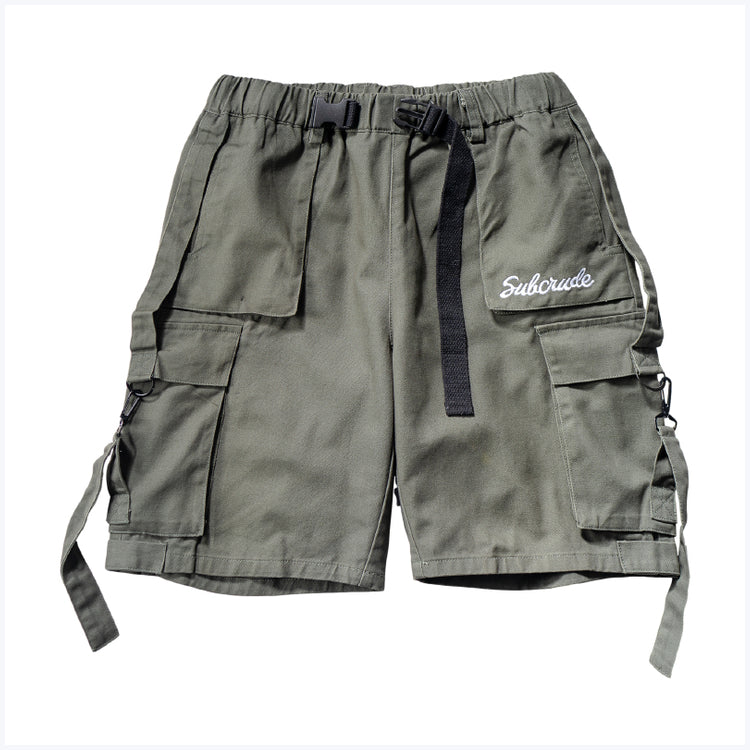 Solid Color Tooling Letter Label Casual Shorts Men Loose