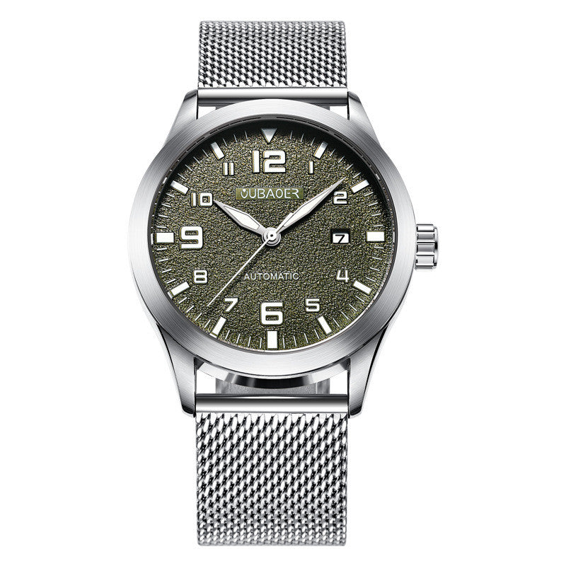 OUBAOER Men’s Watches Automatic Mechanical Watch Men’s Stainless Steel Mesh Belt Wristwatches Simple Business Fashion Clocks