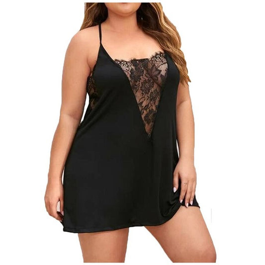 Women Nightdress Plus Size XL-XL V Neck Lace Sleepwear