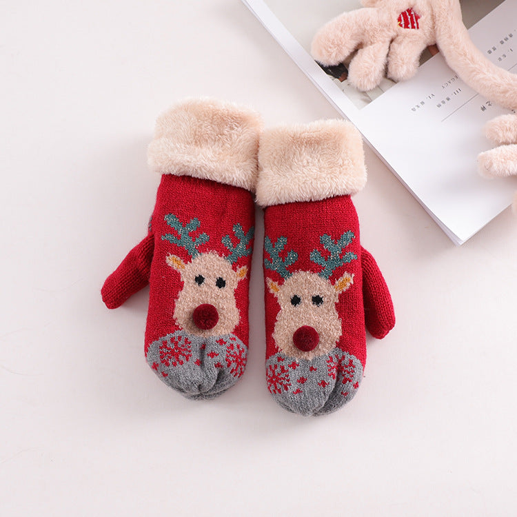 Christmas plush gloves for women