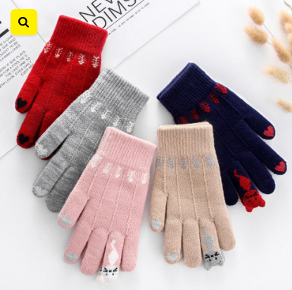 Fawn knit gloves cold warm touch screen wool gloves women