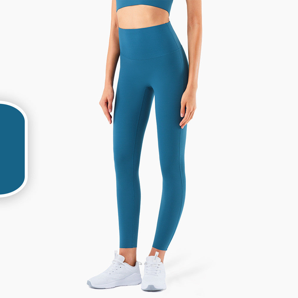 Pantalones de yoga desnudos Cintura alta Melocotón Caderas Entrenamiento integral Pantalones deportivos Mujeres
