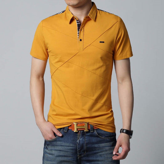 Mens T Shirts Fashion 5XL Summer T Shirt Geometric Design Turn-down Collar Short Sleeve Cotton T-shirt Men Tee 5XL