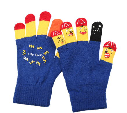 Cute face gloves women
