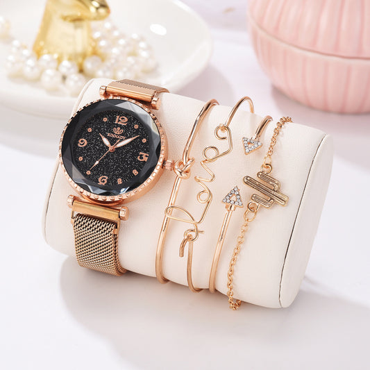 Woman Watches Starry Sky Magnet Buckle Fashion Bracelet Wristwatch Roman Numeral Simple Clock Gift
