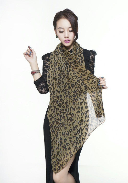 Chiffon Korean fashion scarves scarf leopard long scarf