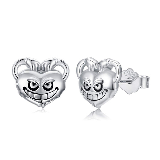 Halloween earrings Women Men Devil Smile Stud Earrings Sterling Silver Cute Demon Nightmare Earrings Jewelry