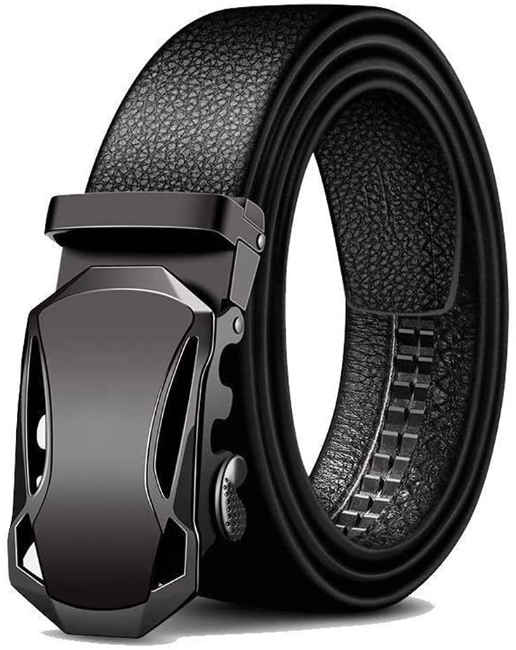 Correas negras ajustables de la hebilla automática de la correa del trinquete del cuero de la microfibra para los hombres