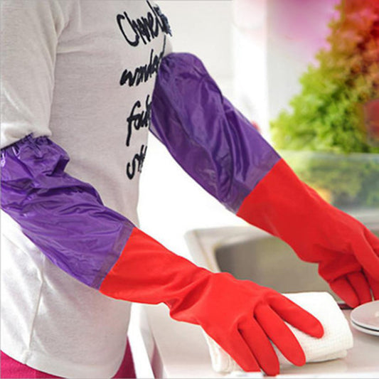 Lengthened waterproof gloves for cleaning
