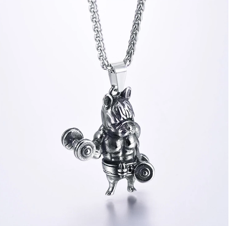 Mens Chain 316L Stainless Steel Puppy Bull Statement Cool French