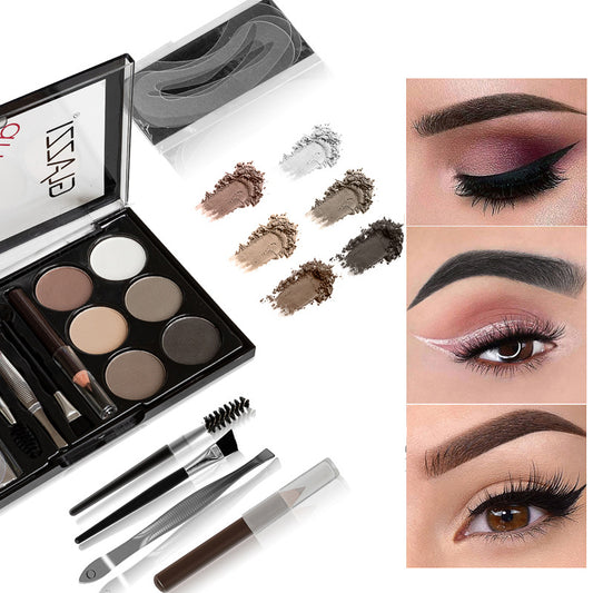 Natural Brown Eyebrow Powder Palette Eye Contour Enhancers Eye Brows Shadow Stamp Shaping Waterproof Makeup Kit With Brush