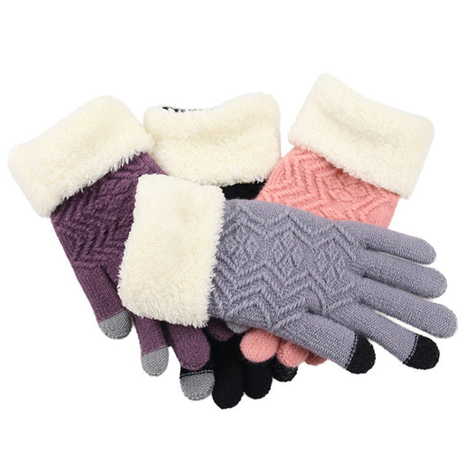 Winter knitted gloves ladies