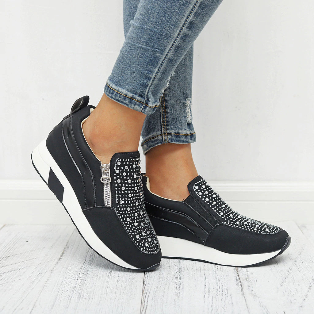 Zapatillas de deporte para mujer, zapatos vulcanizados de punto para mujer, zapatos planos al tobillo