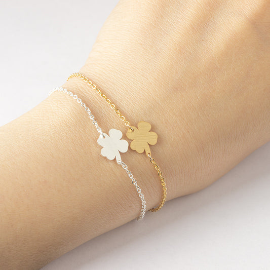 Four Petals Three Leaf Bracelet Charm Woman Jewelry Stainless Steel Friend Gift