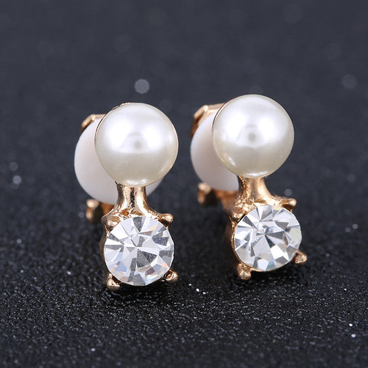 Charm Inlaid Zircon Pearl Earrings Without Piercing