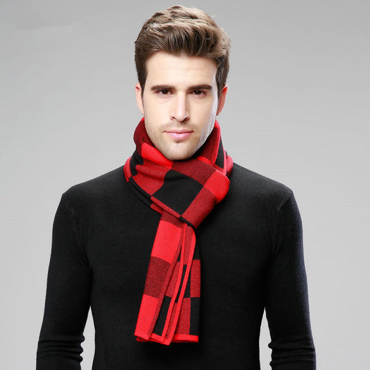 Classic And Fashionable British Checked Cashmere Scarf For Men's Warmth