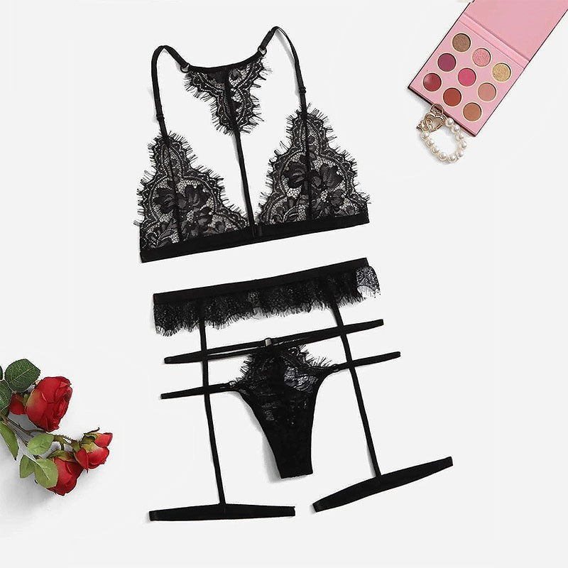 Pijamas eróticos con tirantes de malla de encaje de lencería erótica sexy de Europa y Estados Unidos