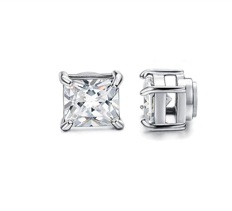 Fashion Square Titanium Steel Without Piercing Magnet Ear Studs