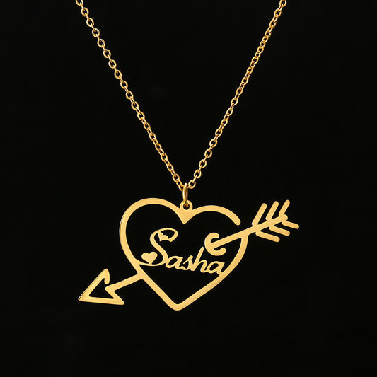 Customized One Arrow Piercing Name Necklace