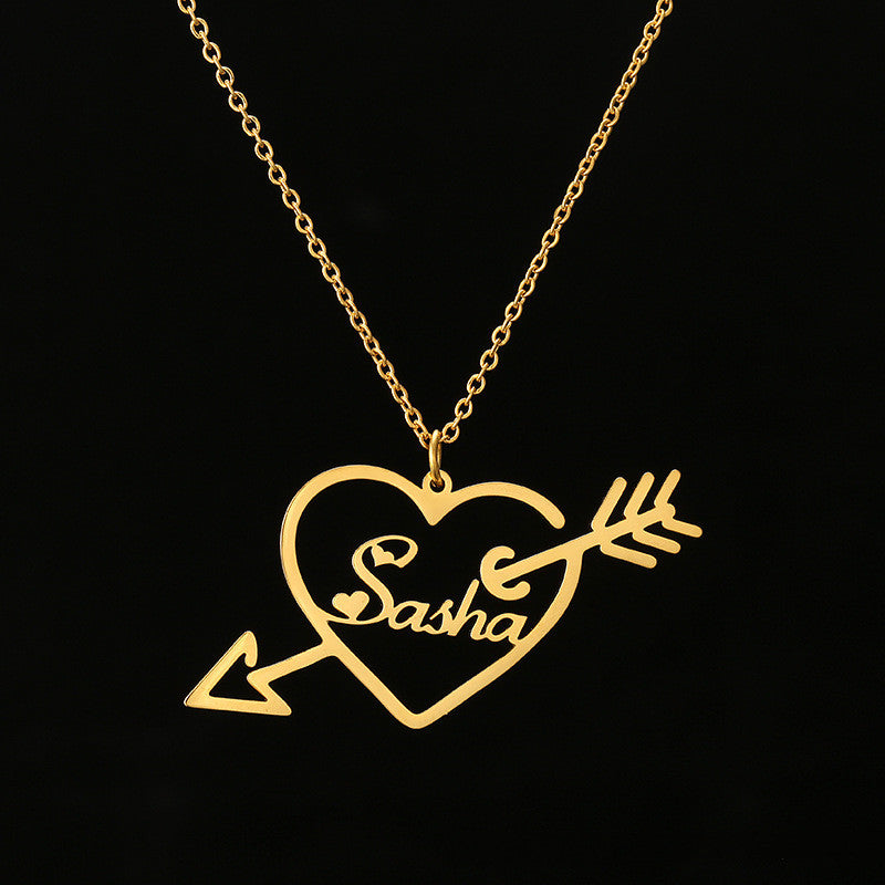 Customized One Arrow Piercing Name Necklace