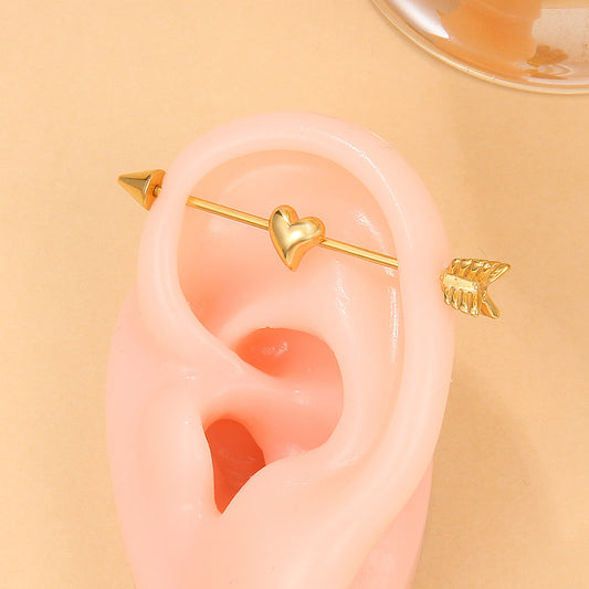 Stainless Steel Piercing Jewelry Cold Wind Love Ears Piercing Diagonal Stud Earrings