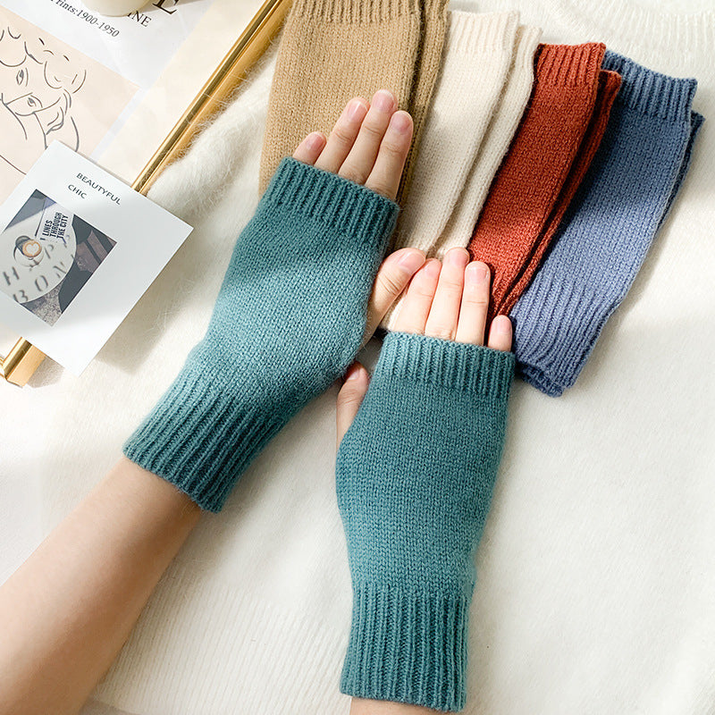Women Stylish Hand Girl Arm Crochet Knitting Hollow Warm Fingerless Gloves Ladies